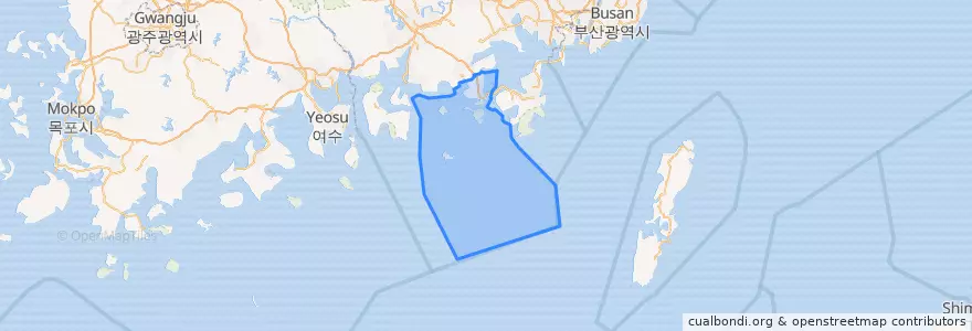 Mapa de ubicacion de 통영시.