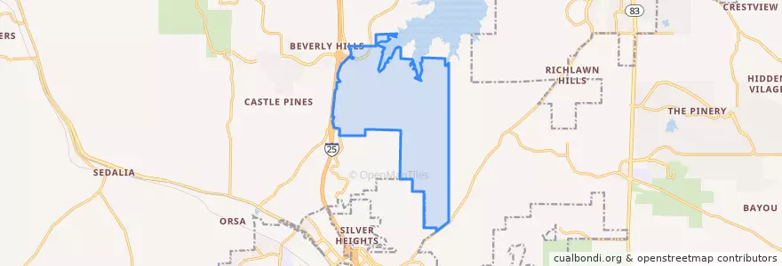 Mapa de ubicacion de Castle Pines.
