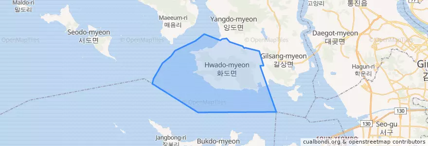 Mapa de ubicacion de 화도면.