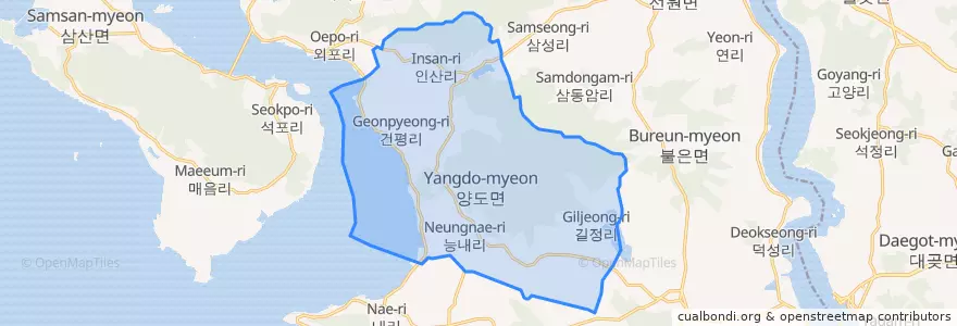 Mapa de ubicacion de 양도면.