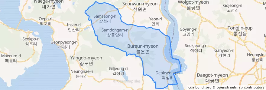 Mapa de ubicacion de 불은면.