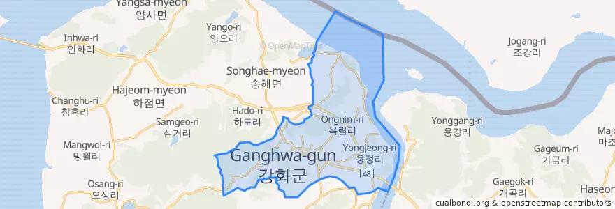 Mapa de ubicacion de Ganghwa-eup.