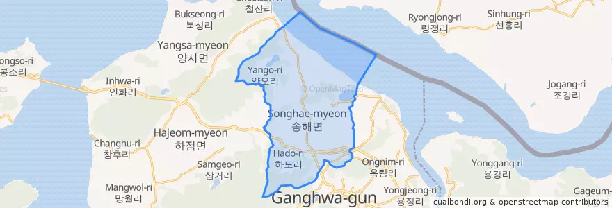 Mapa de ubicacion de 송해면.