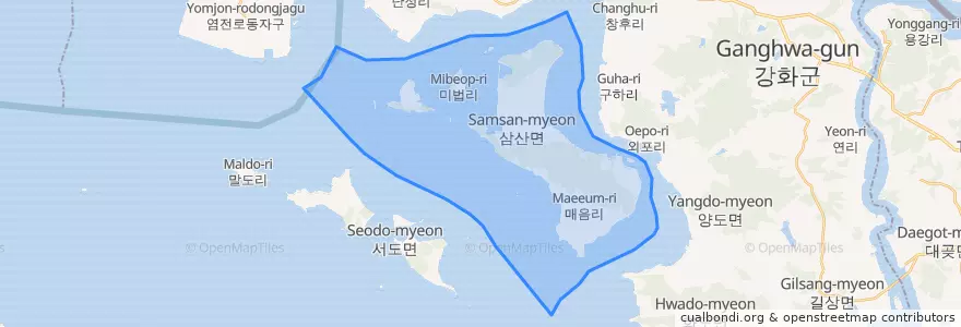 Mapa de ubicacion de 삼산면.
