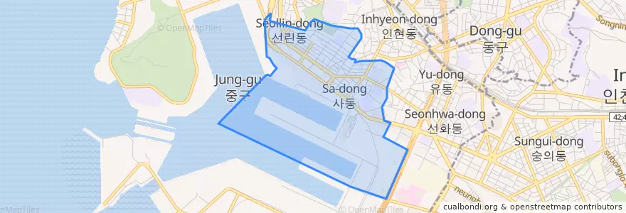 Mapa de ubicacion de 신포동.