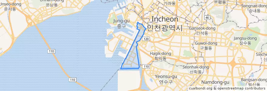 Mapa de ubicacion de 신흥동.