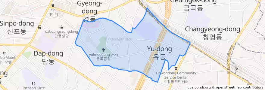 Mapa de ubicacion de 율목동.