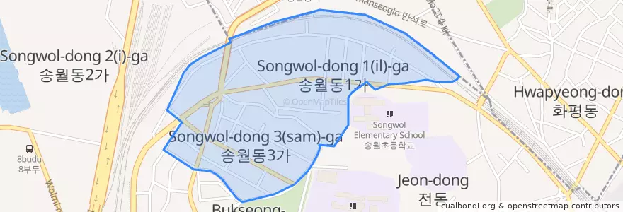 Mapa de ubicacion de 송월동.
