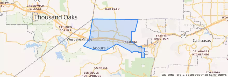 Mapa de ubicacion de Agoura Hills.