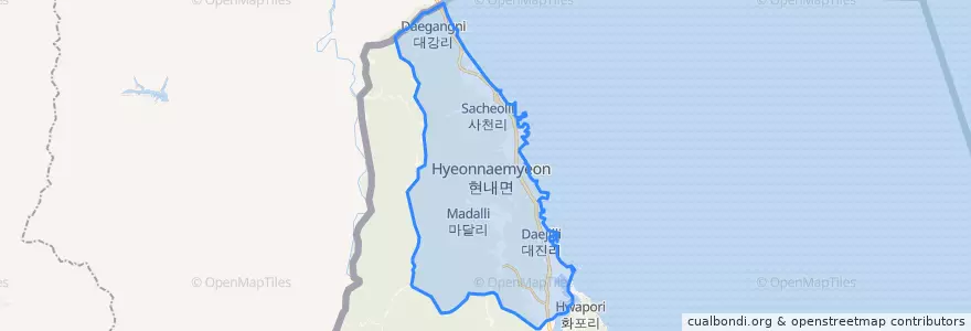 Mapa de ubicacion de Hyeonnae-myeon.