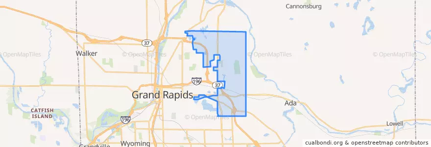 Mapa de ubicacion de Grand Rapids Charter Township.