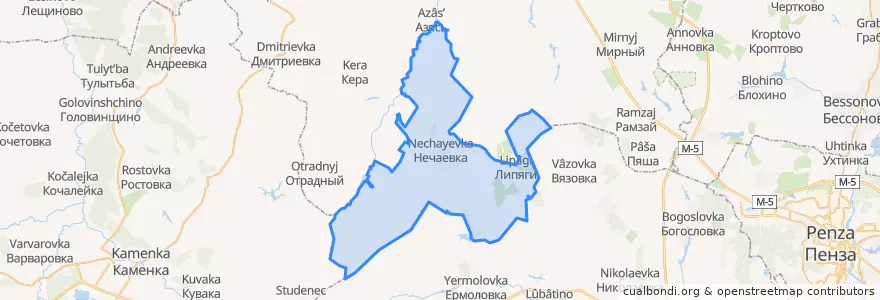 Mapa de ubicacion de Нечаевский сельсовет.