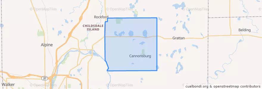 Mapa de ubicacion de Cannon Township.
