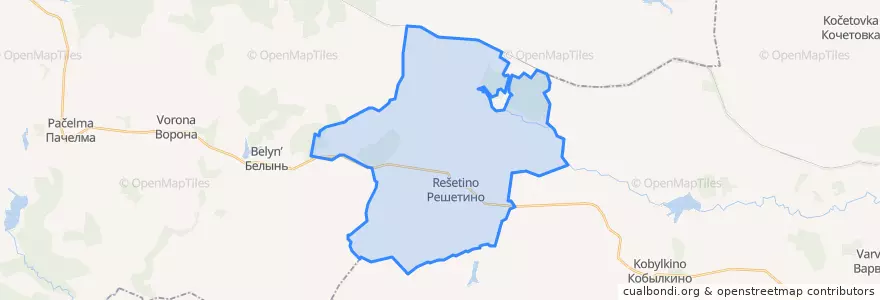 Mapa de ubicacion de Решетинский сельсовет.