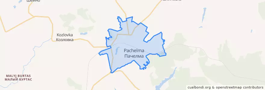 Mapa de ubicacion de городское поселение Пачелма.