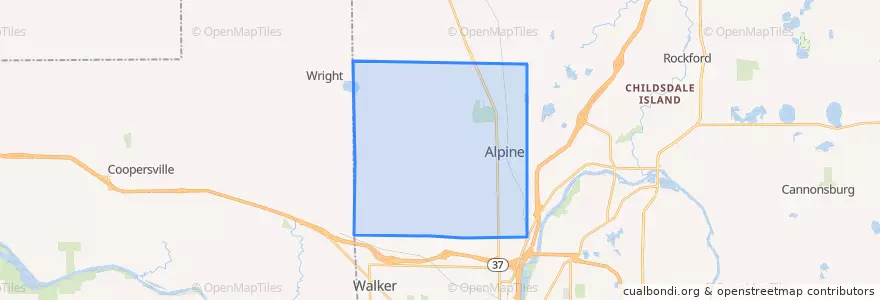 Mapa de ubicacion de Alpine Township.