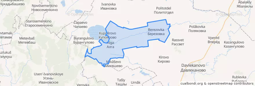 Mapa de ubicacion de Алгинский сельсовет.