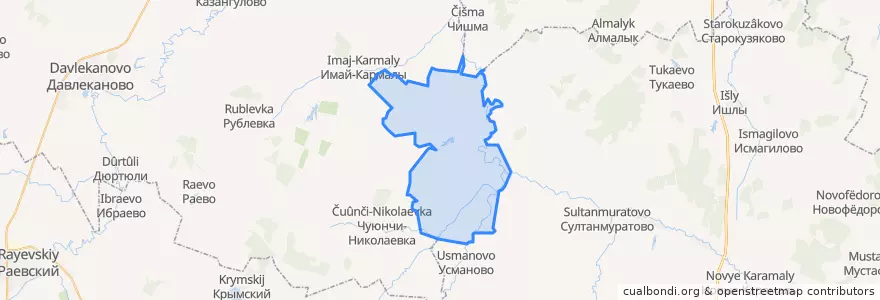 Mapa de ubicacion de Кадыргуловский сельсовет.