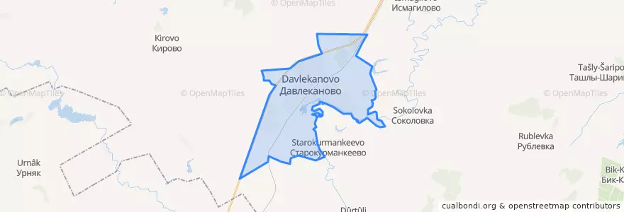 Mapa de ubicacion de городское поселение Давлеканово.
