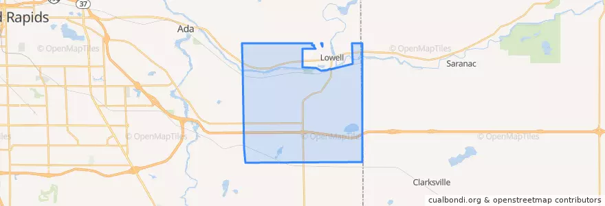 Mapa de ubicacion de Lowell Charter Township.