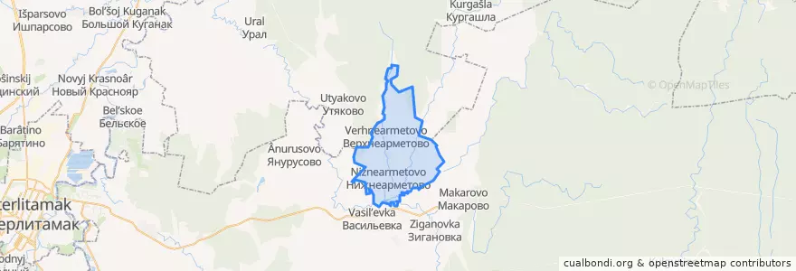 Mapa de ubicacion de Арметовский сельсовет.