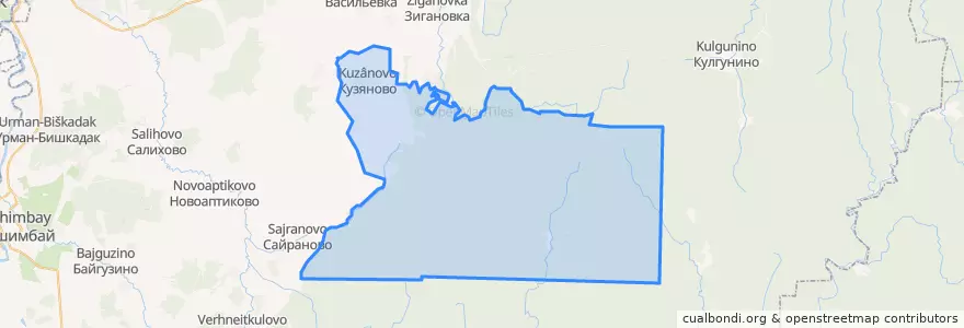 Mapa de ubicacion de Кузяновский сельсовет.