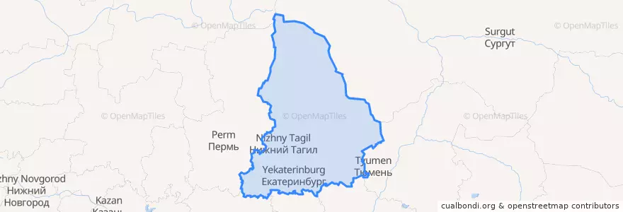 Mapa de ubicacion de Oblast Swerdlowsk.