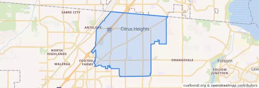 Mapa de ubicacion de Citrus Heights.
