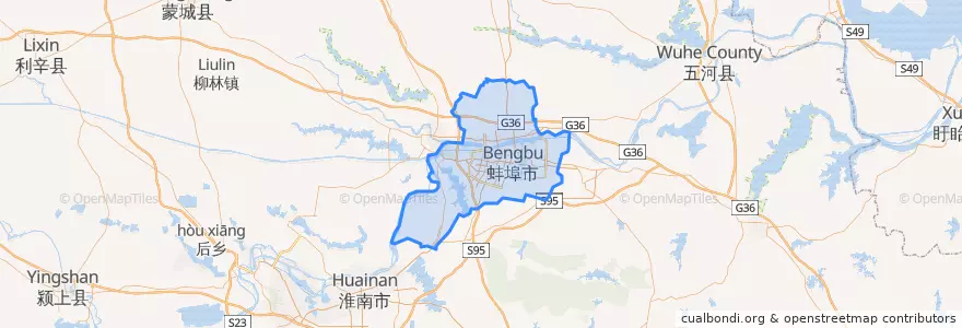 Mapa de ubicacion de 蚌埠市区.