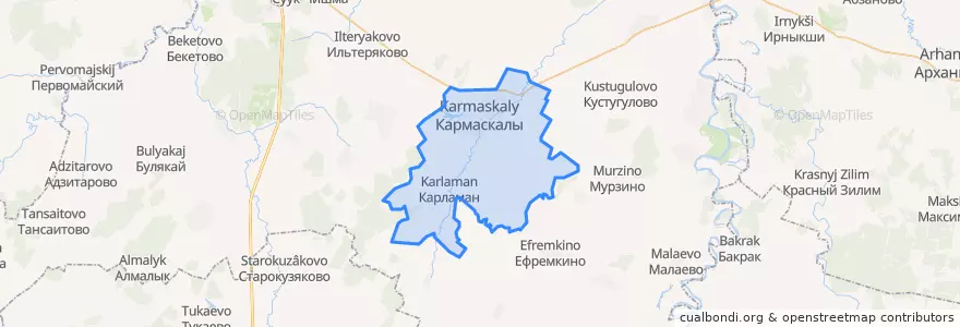 Mapa de ubicacion de Кармаскалинский сельсовет.