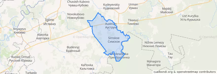 Mapa de ubicacion de Ауструмский сельсовет.