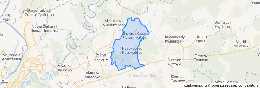 Mapa de ubicacion de Чуваш-Кубовский сельсовет.