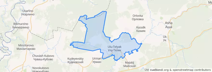 Mapa de ubicacion de Улу-Телякский сельсовет.