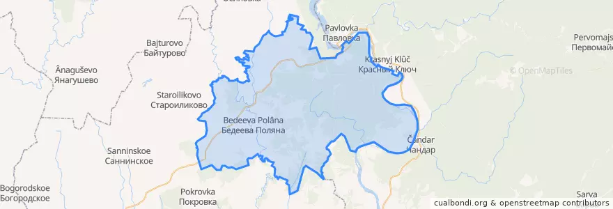 Mapa de ubicacion de Бедеево-Полянский сельсовет.