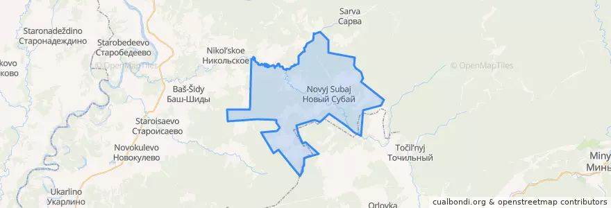 Mapa de ubicacion de Новосубаевский сельсовет.
