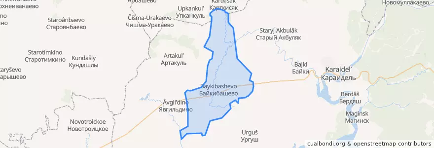 Mapa de ubicacion de Байкибашевский сельсовет.