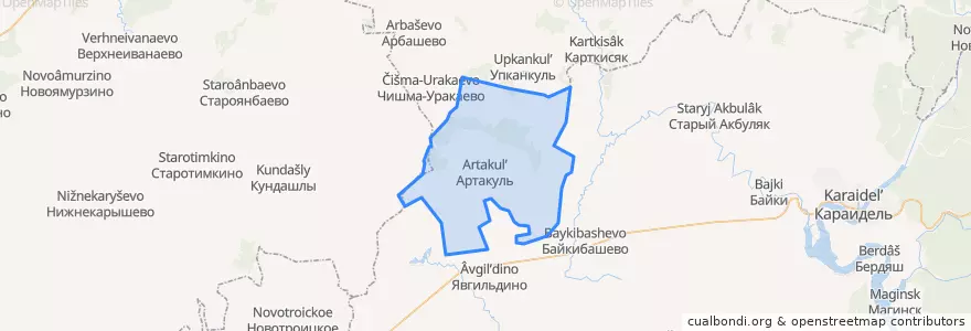 Mapa de ubicacion de Артакульский сельсовет.