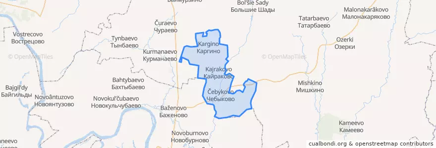 Mapa de ubicacion de Кайраковский сельсовет.