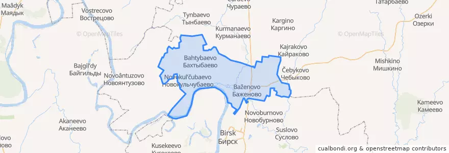 Mapa de ubicacion de Бахтыбаевский сельсовет.