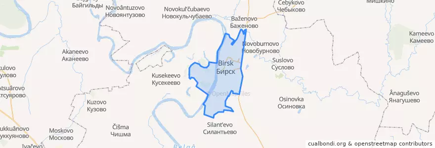 Mapa de ubicacion de городское поселение Бирск.