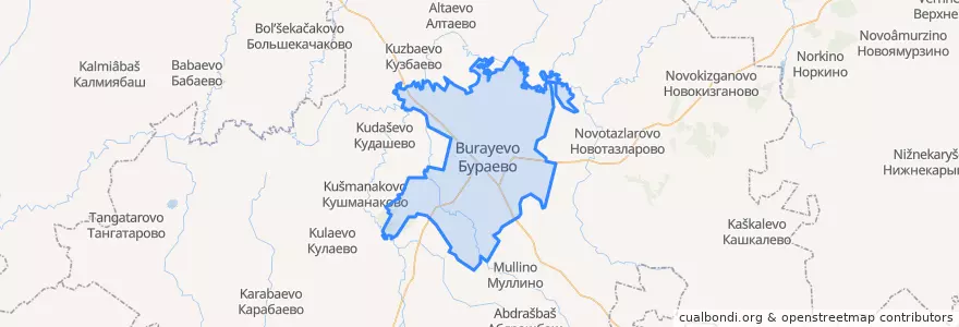 Mapa de ubicacion de Бураевский сельсовет.