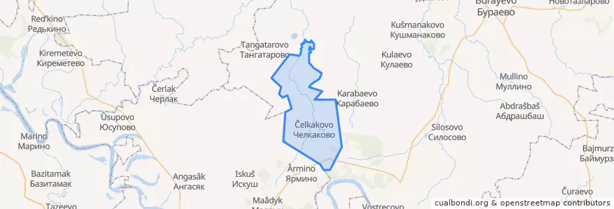 Mapa de ubicacion de Челкаковский сельсовет.