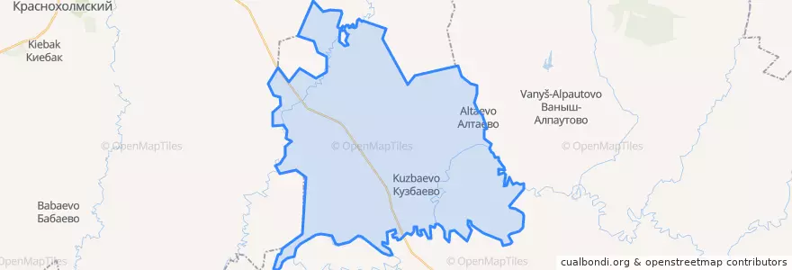 Mapa de ubicacion de Кузбаевский сельсовет.