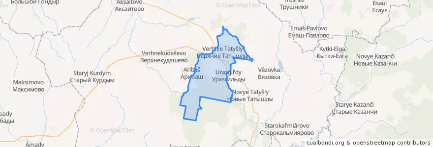 Mapa de ubicacion de Верхнетатышлинский сельсовет.