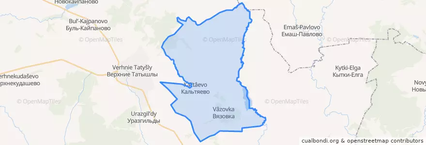 Mapa de ubicacion de Кальтяевский сельсовет.