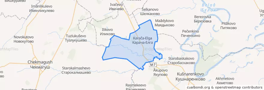 Mapa de ubicacion de Карача-Елгинский сельсовет.
