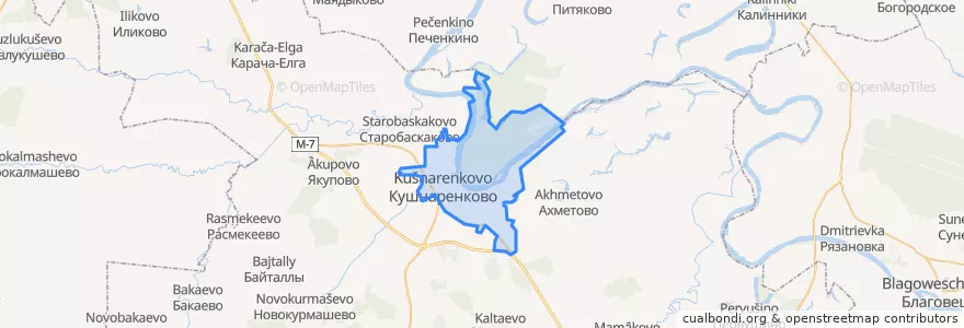Mapa de ubicacion de Кушнаренковский сельсовет.