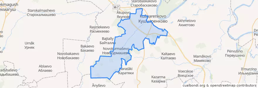 Mapa de ubicacion de Старокурмашевский сельсовет.