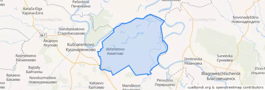 Mapa de ubicacion de Ахметовский сельсовет.