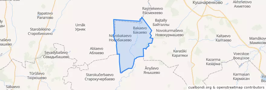 Mapa de ubicacion de Бакаевский сельсовет.
